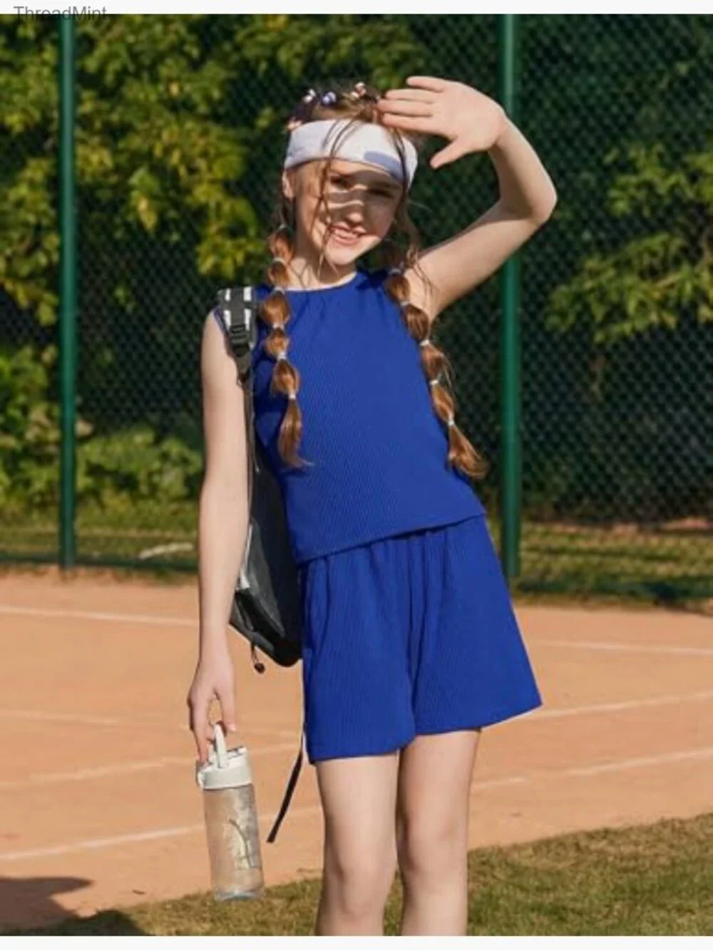 Girls 2 Piece Summer Outfit Sleeveless Top & Shorts Set Athletic Clothing